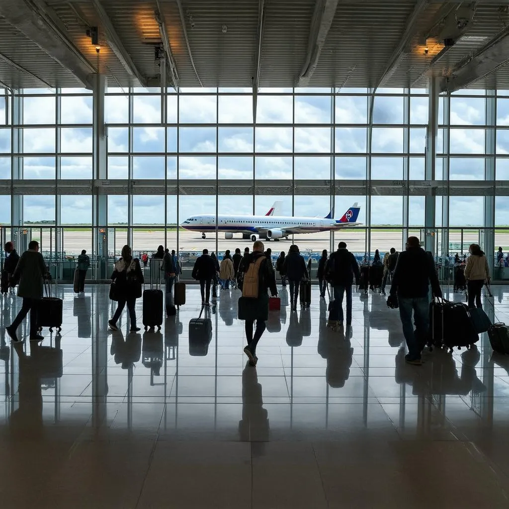 Busy International Airport Terminal