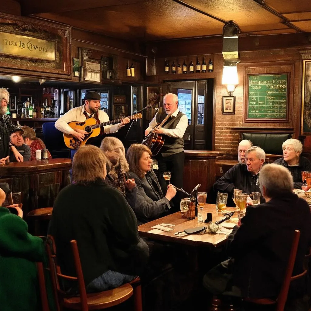 Traditional Irish Music Session in a Pub