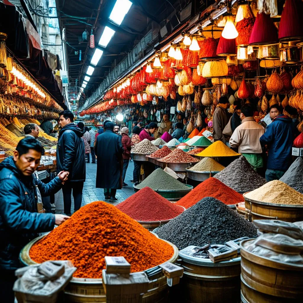 Bustling Spice Market in Istanbul