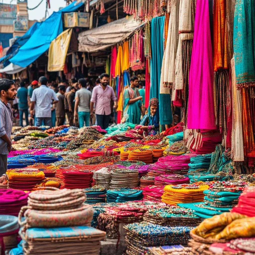 Bustling street market in Jaipur