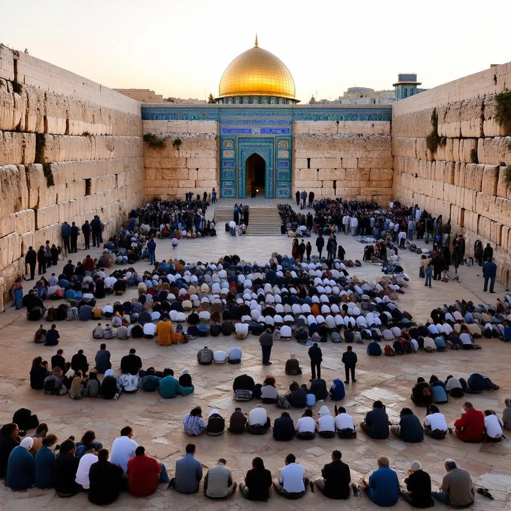 Western Wall plaza at sunset