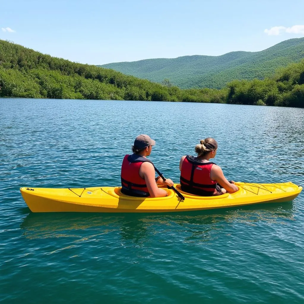 Kayaking on Tri An Lake