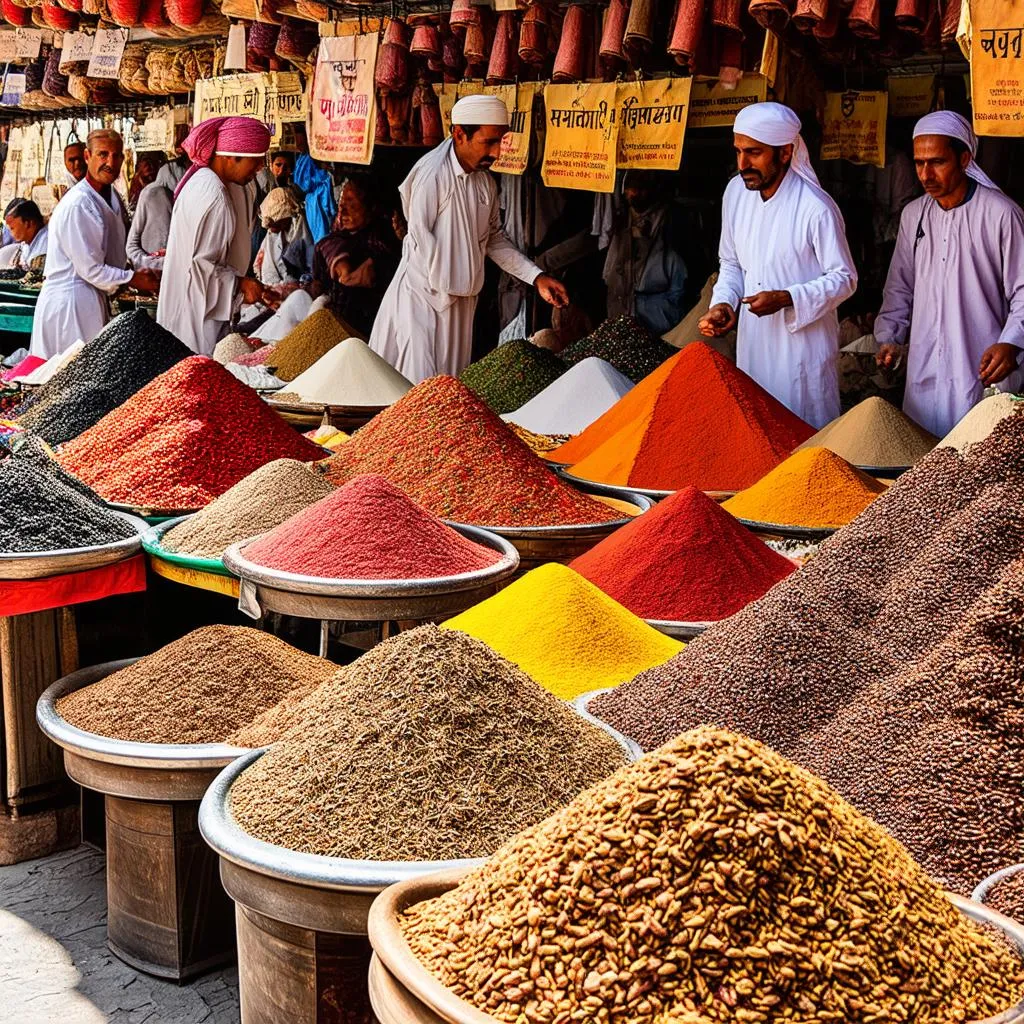 Spice market in Marrakech with vibrant colors