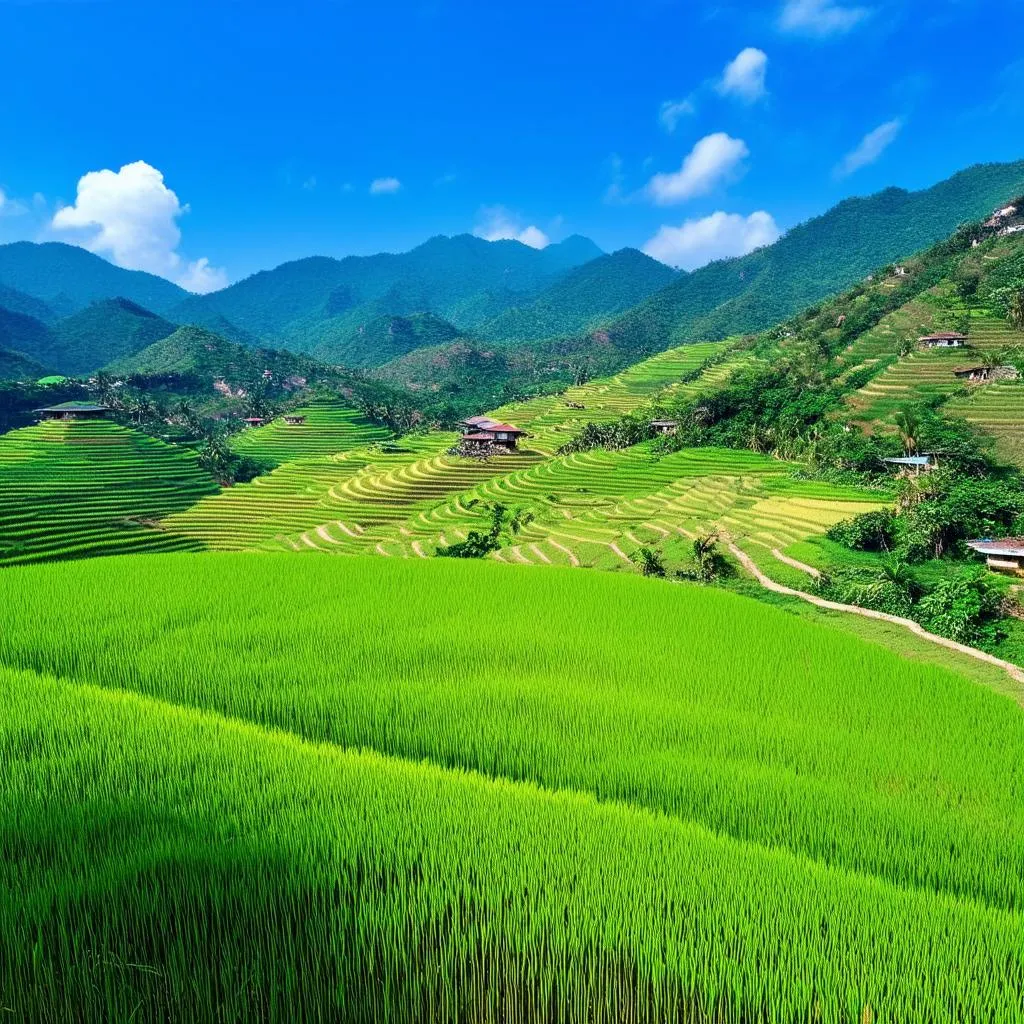 Terraced rice fields in Mai Chau