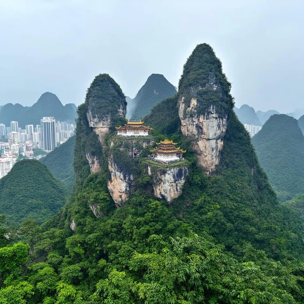 Panoramic view of Marble Mountains