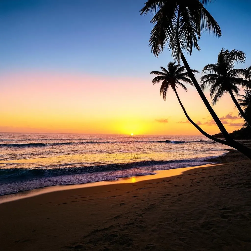 Sunset over a Maui beach