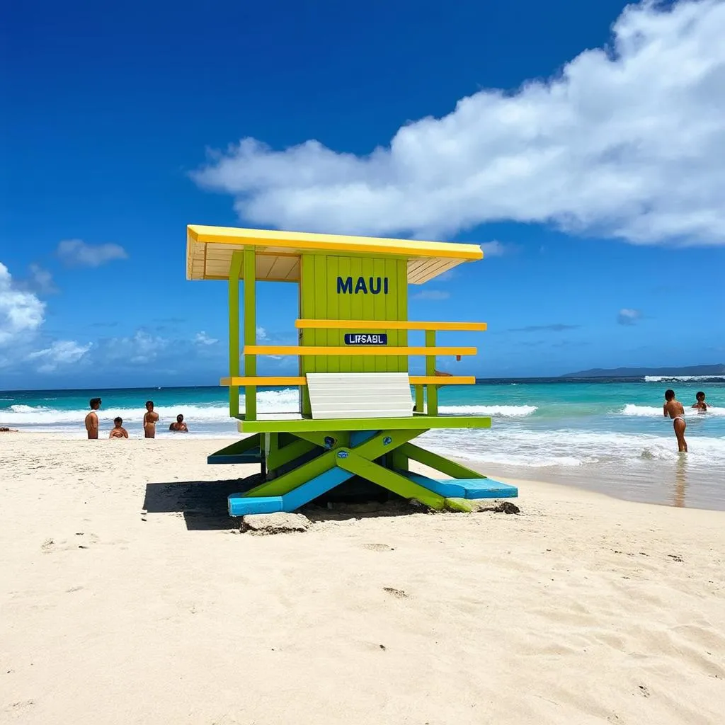 Lifeguard stand on a beach in Maui