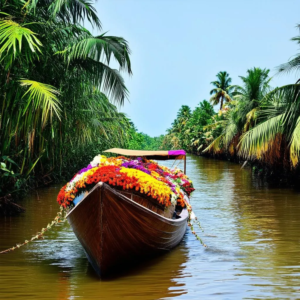 Traditional Vietnamese boat on the Mekong River