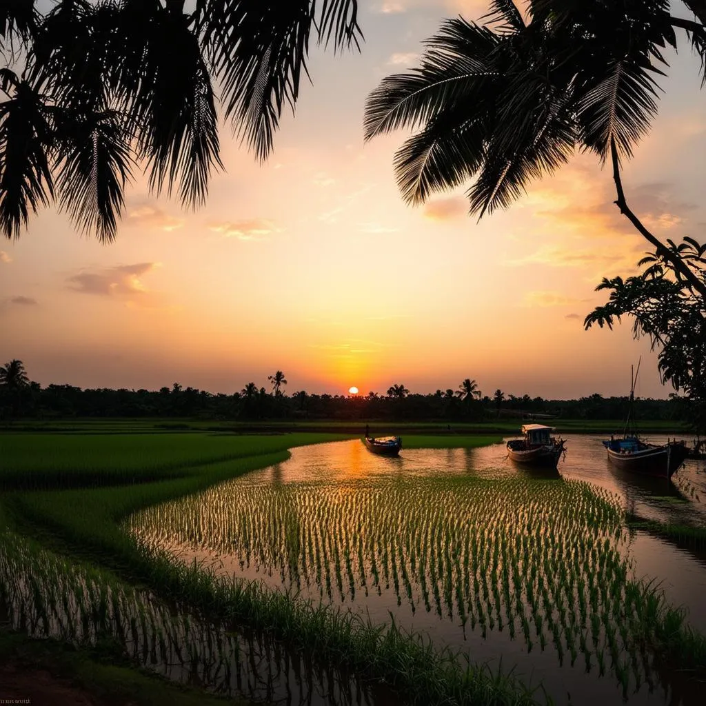 Tranquil Mekong Delta Sunset