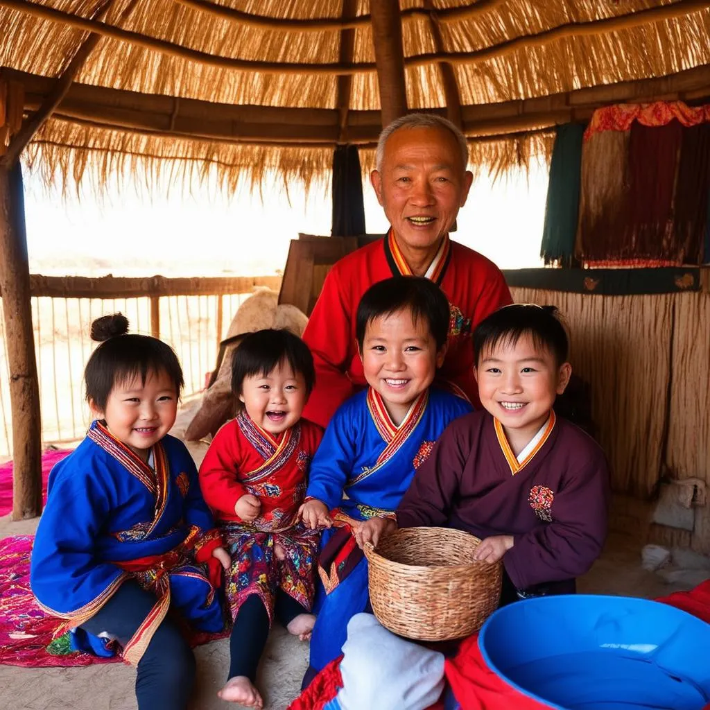 Mongolian Family in Ger