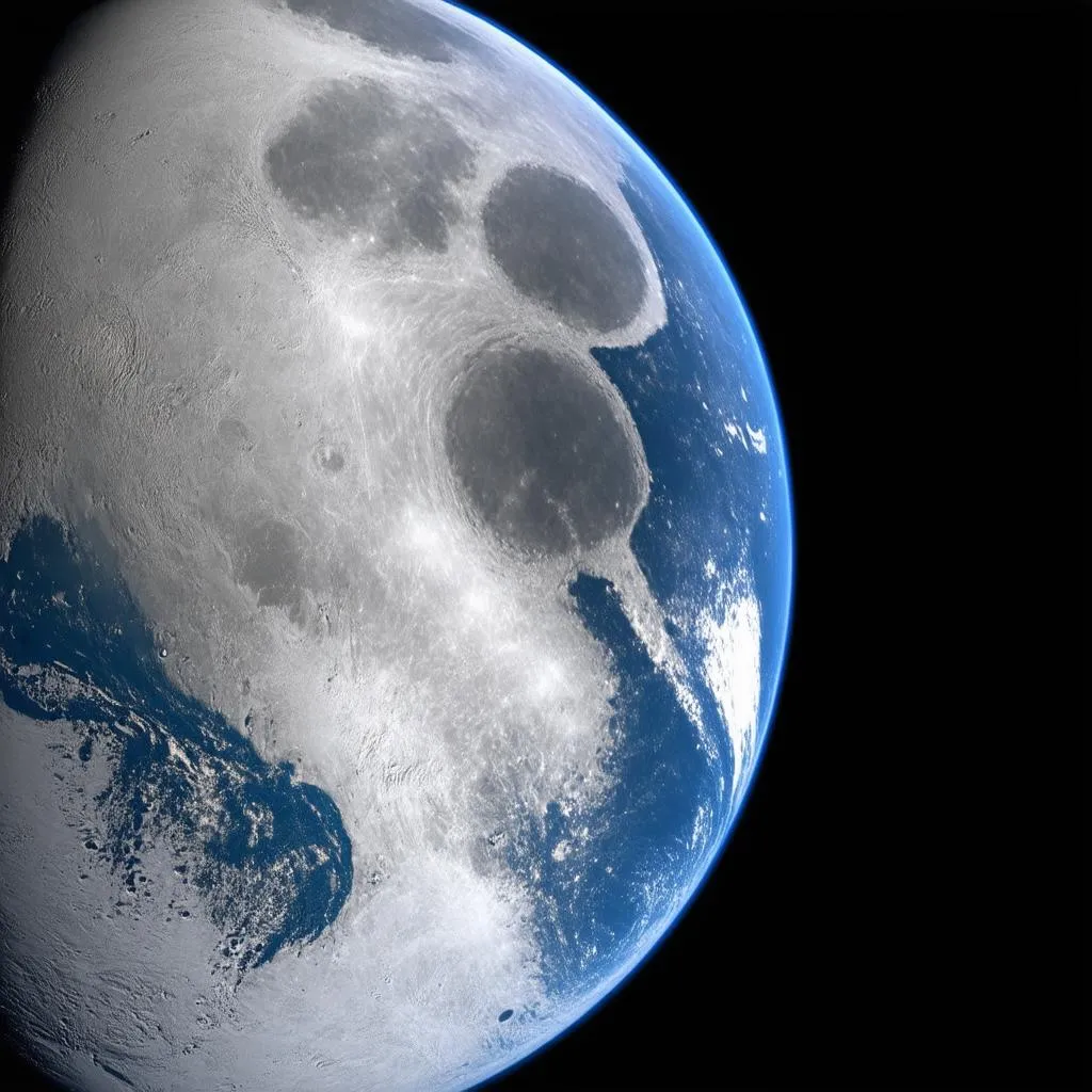 Moon orbiting Earth