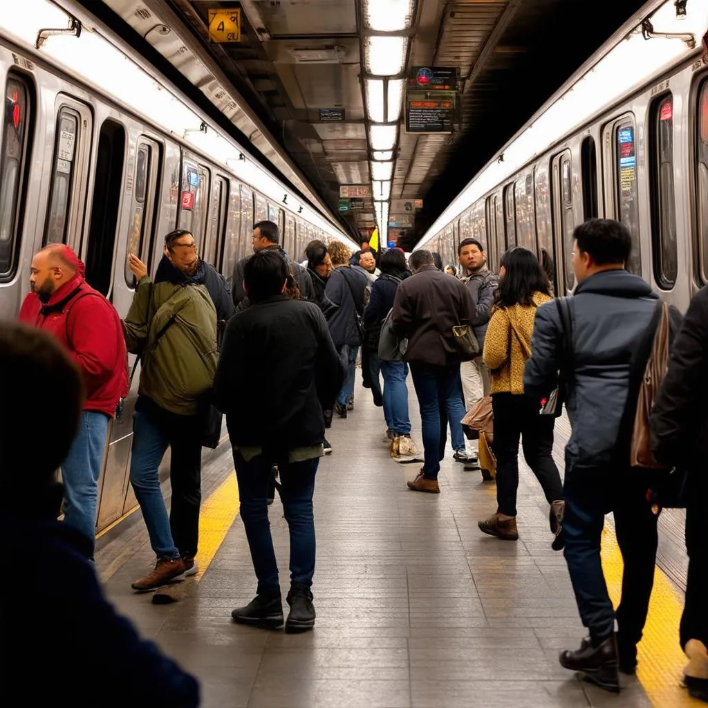 Busy Subway Platform