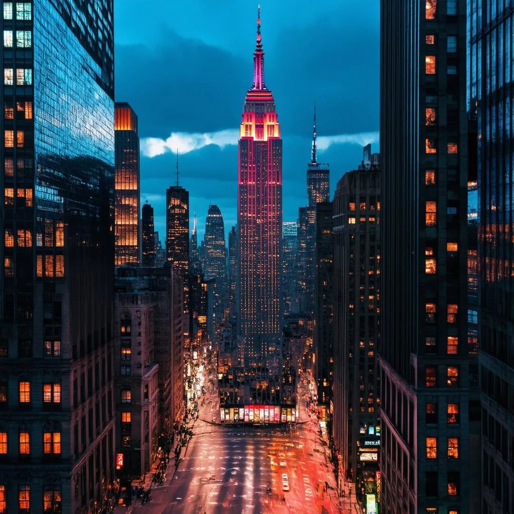 New York City skyline at night