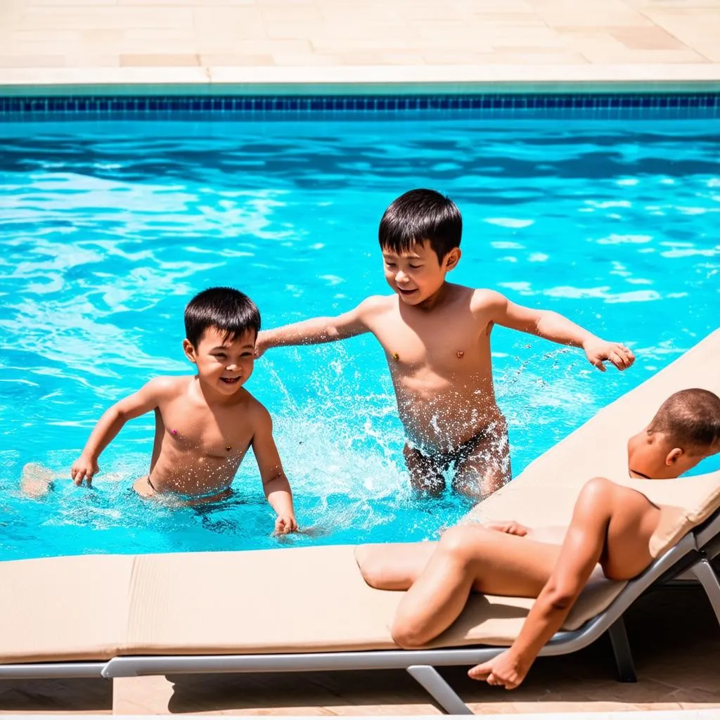 Family enjoying pool at Nha Trang Hotel