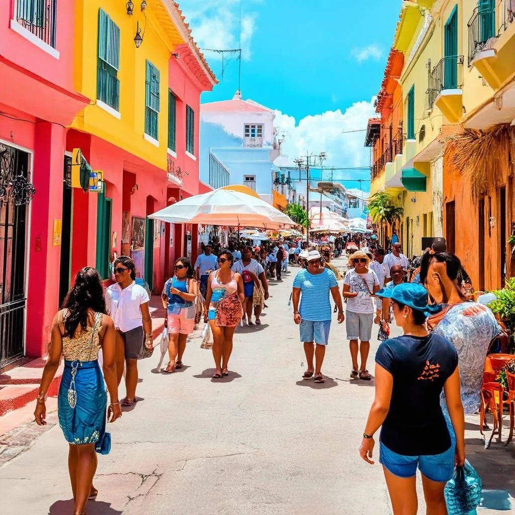 Vibrant street scene in Puerto Rico