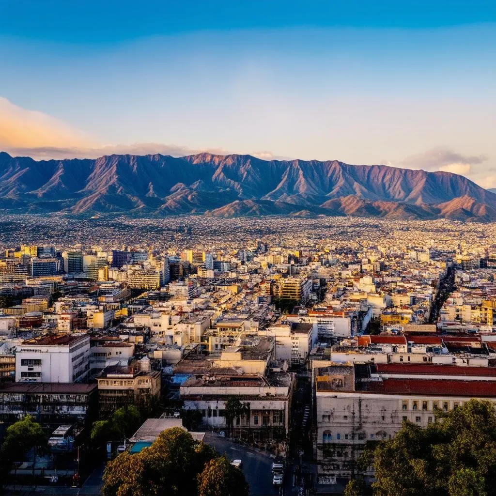 Quito cityscape at sunset