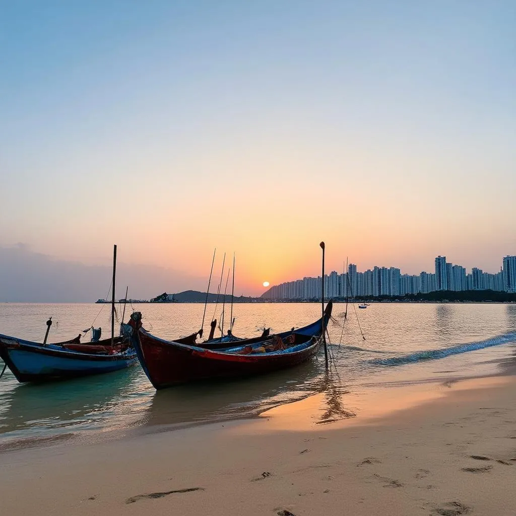 Quy Nhon beach at sunset