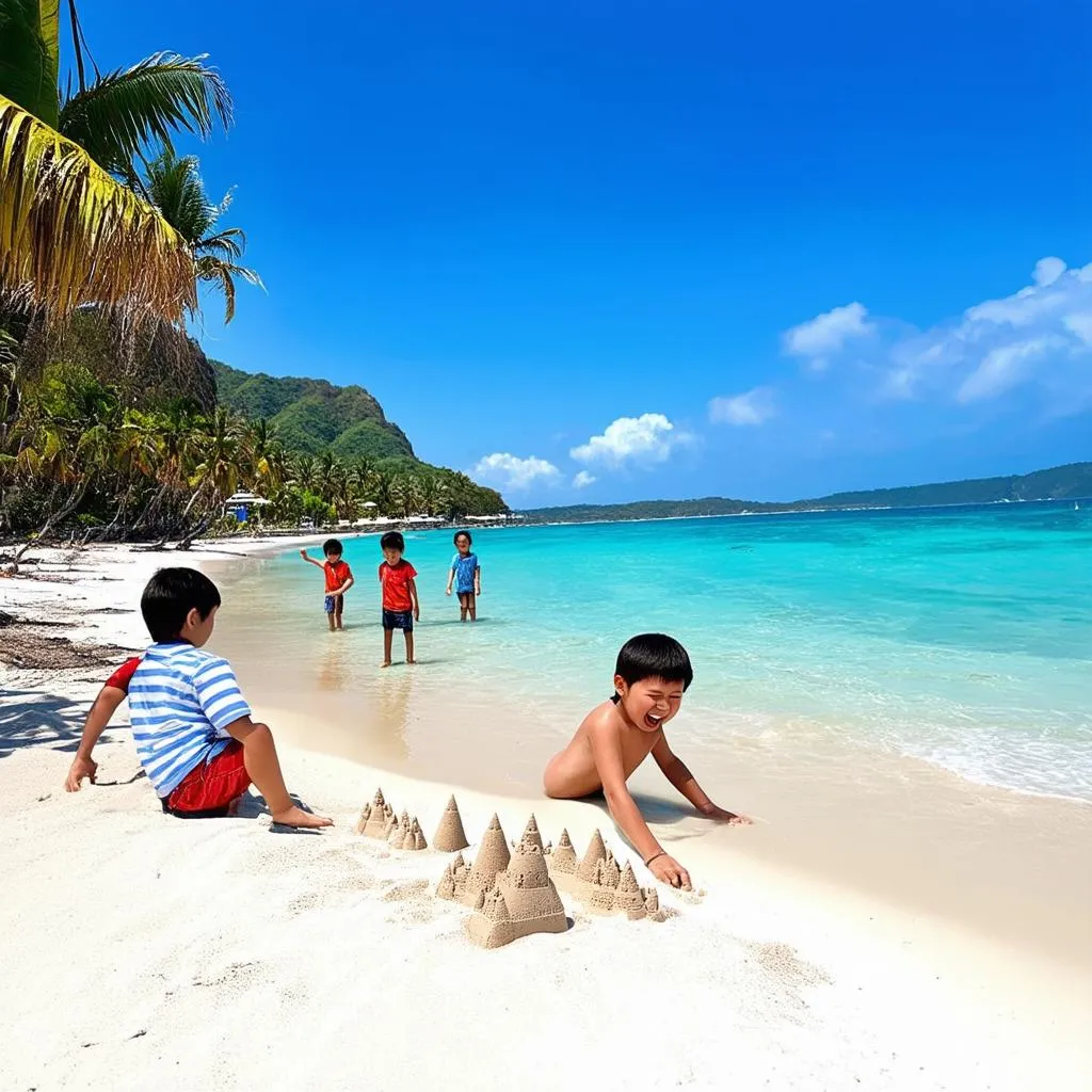 Quy Nhon beach with children