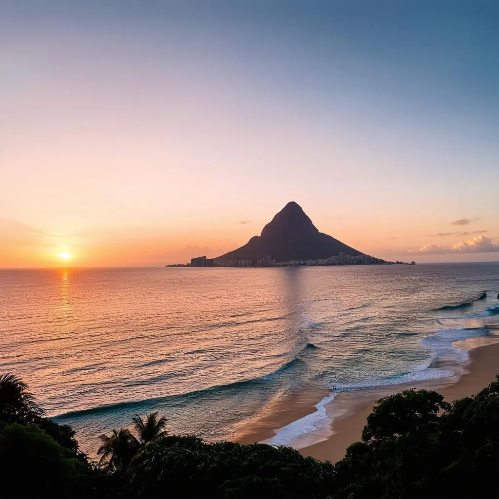 Rio de Janeiro beach at sunset