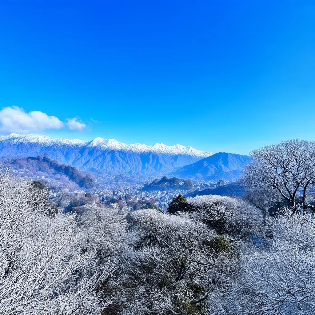 Snowcapped mountains in Sapa