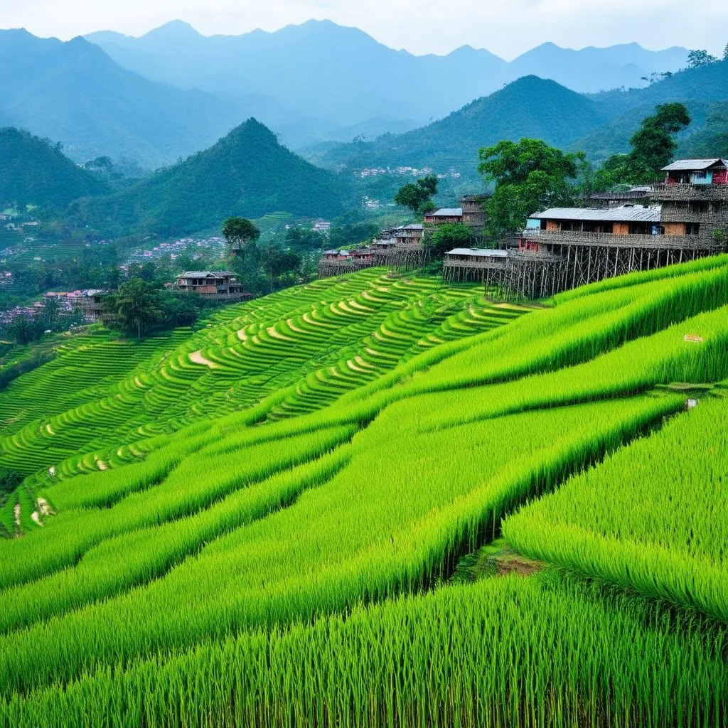 Vibrant Terraced Rice Fields