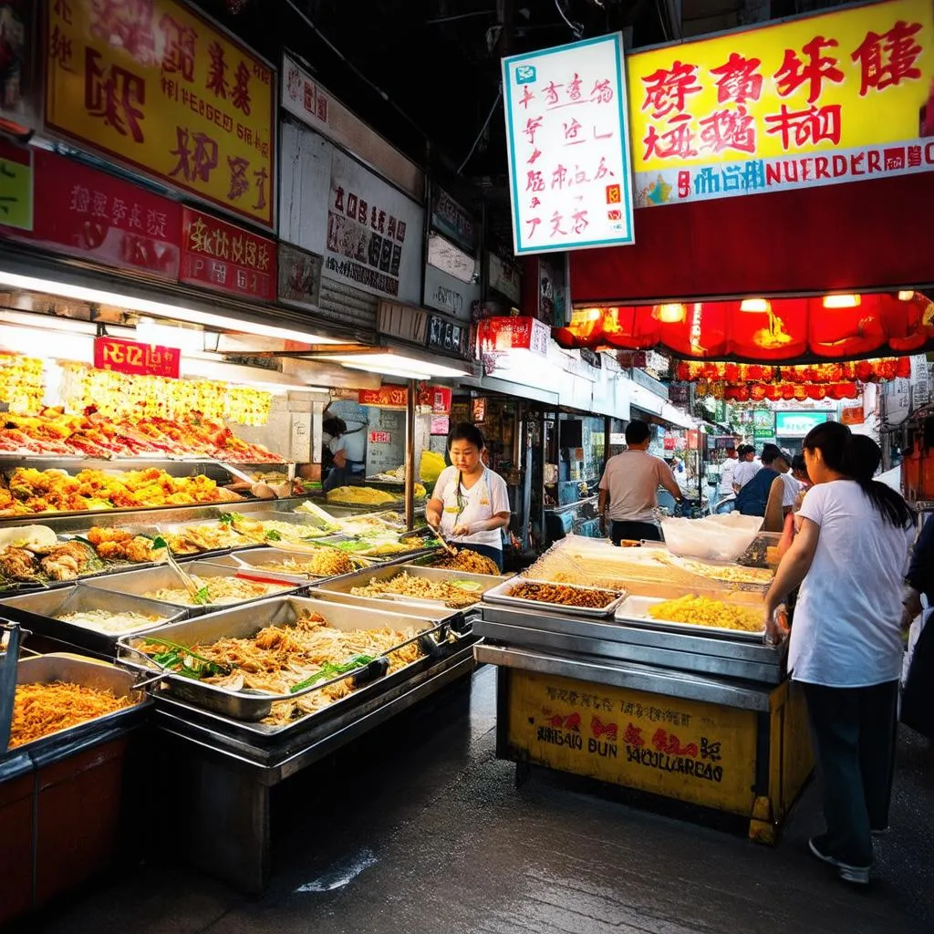 Hawker Stalls in Singapore Chinatown