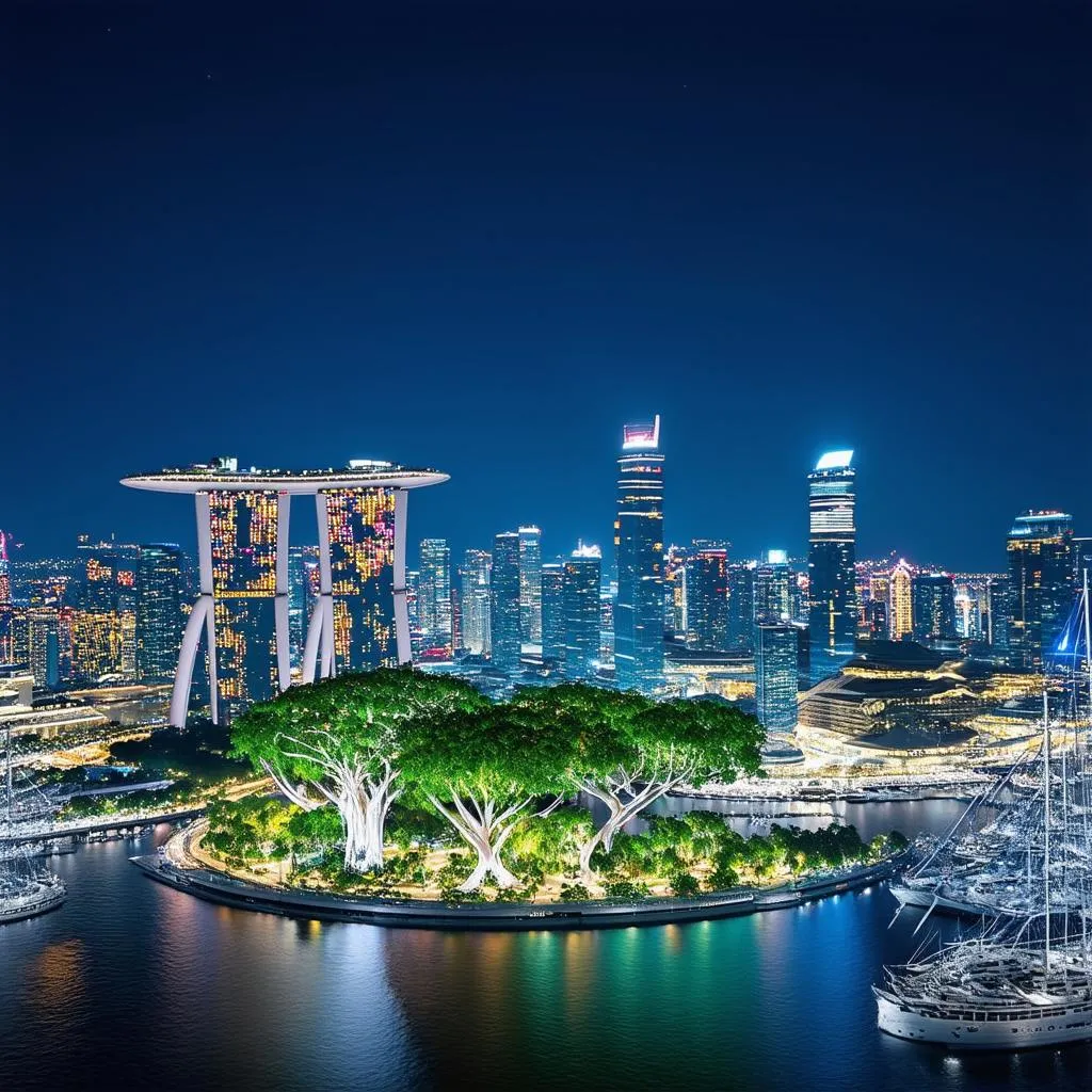 Singapore Skyline at Night