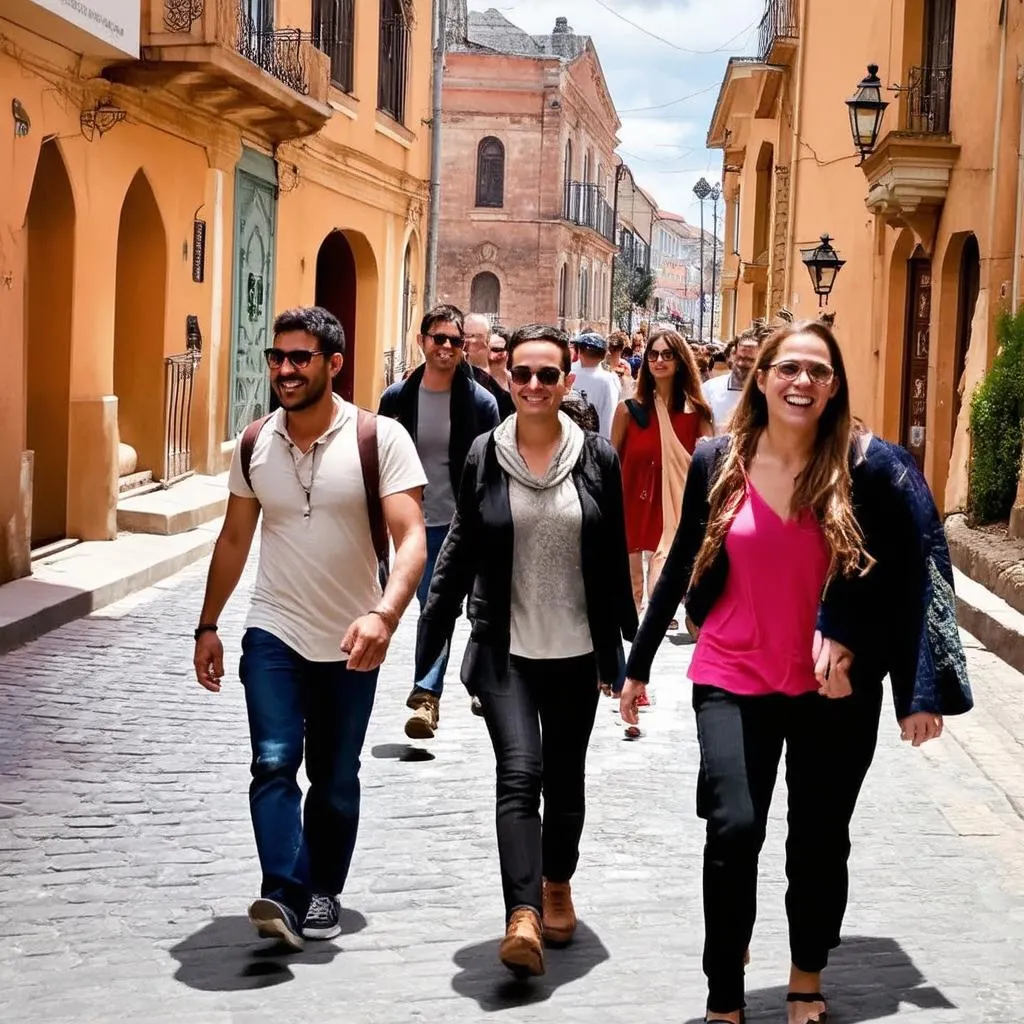 Tourists enjoying a safe trip in Tbilisi