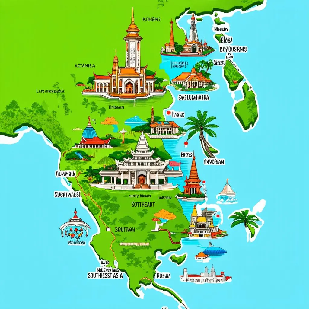 Southeast Asia travel destinations map