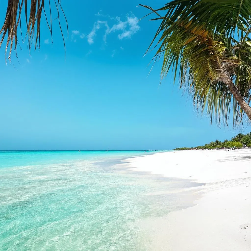 Picturesque beach scene in Southeast Asia