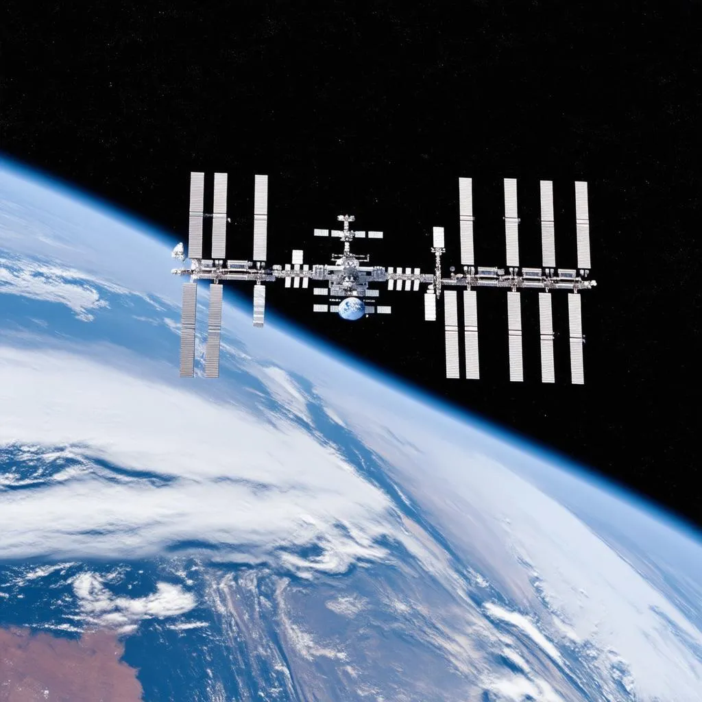 Space Station and Earth from afar