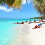 Sunbathers on a Spanish beach