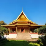 Serene temple amidst lush greenery