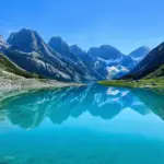 Switzerland mountain range with a lake in the foreground