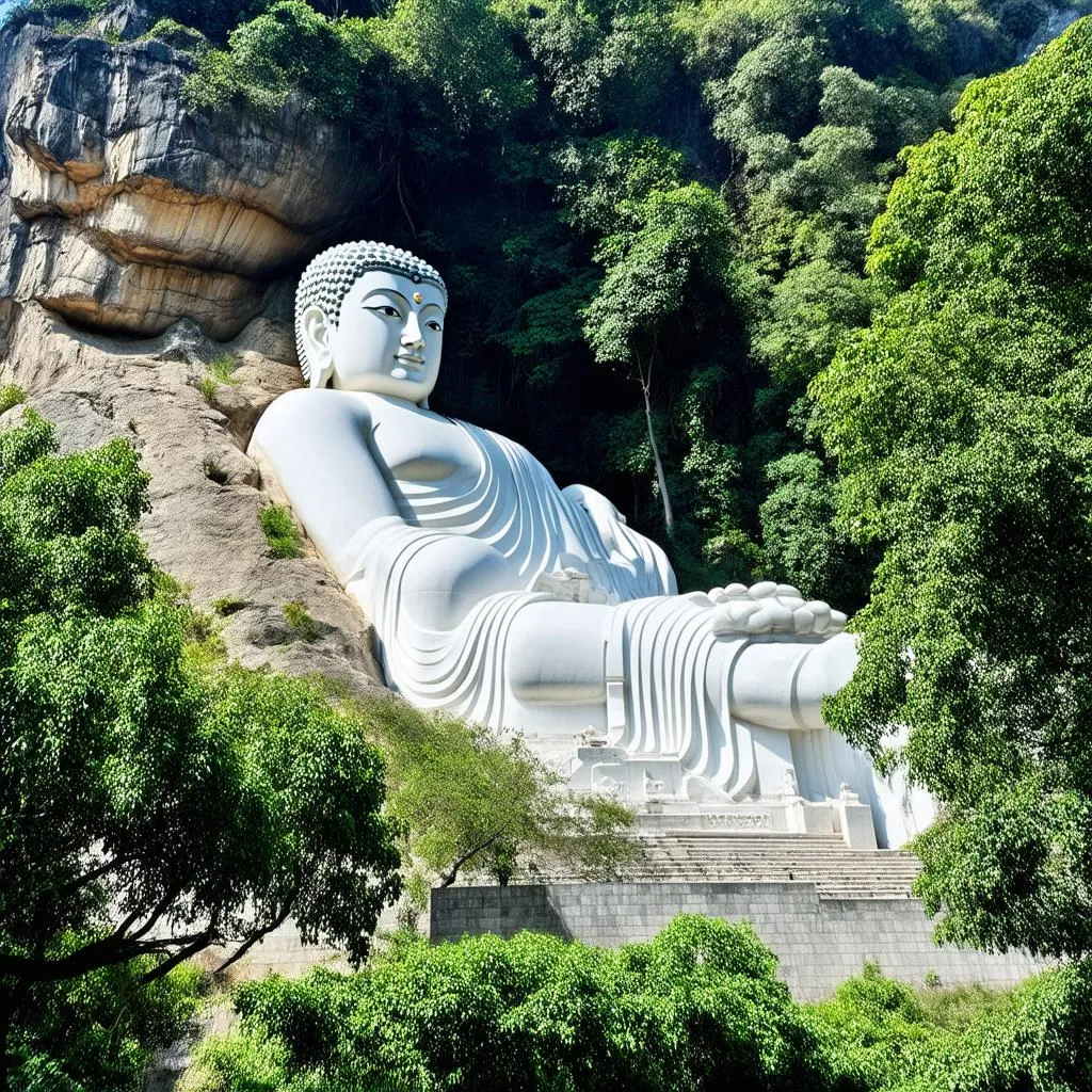 Reclining Buddha statue on Ta Cu Mountain