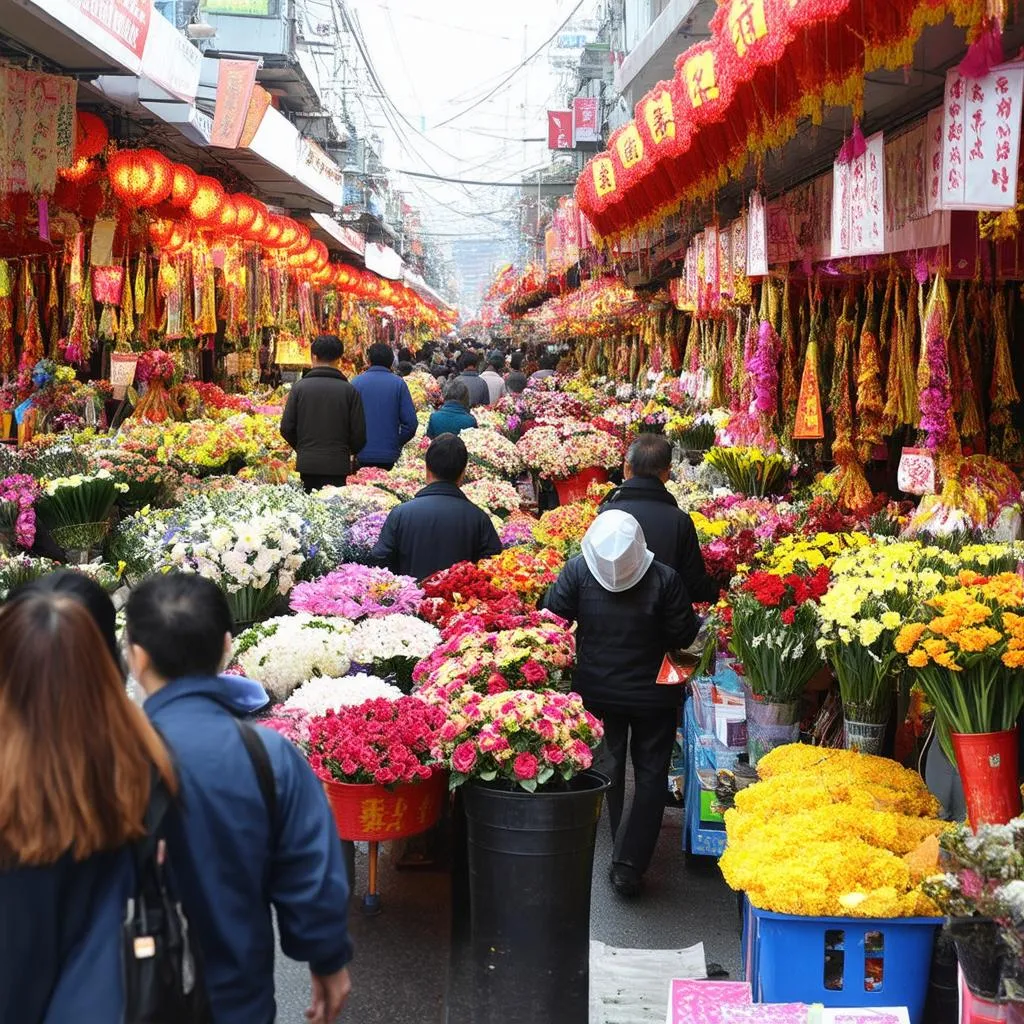 Bustling Tet Market