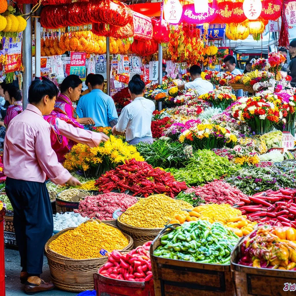 Bustling Market Scene