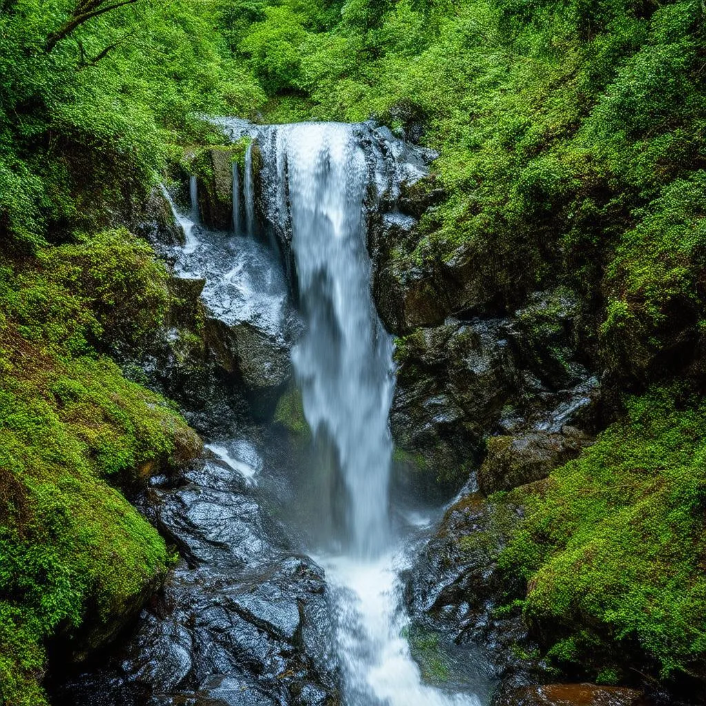 Waterfall cascading down rocks