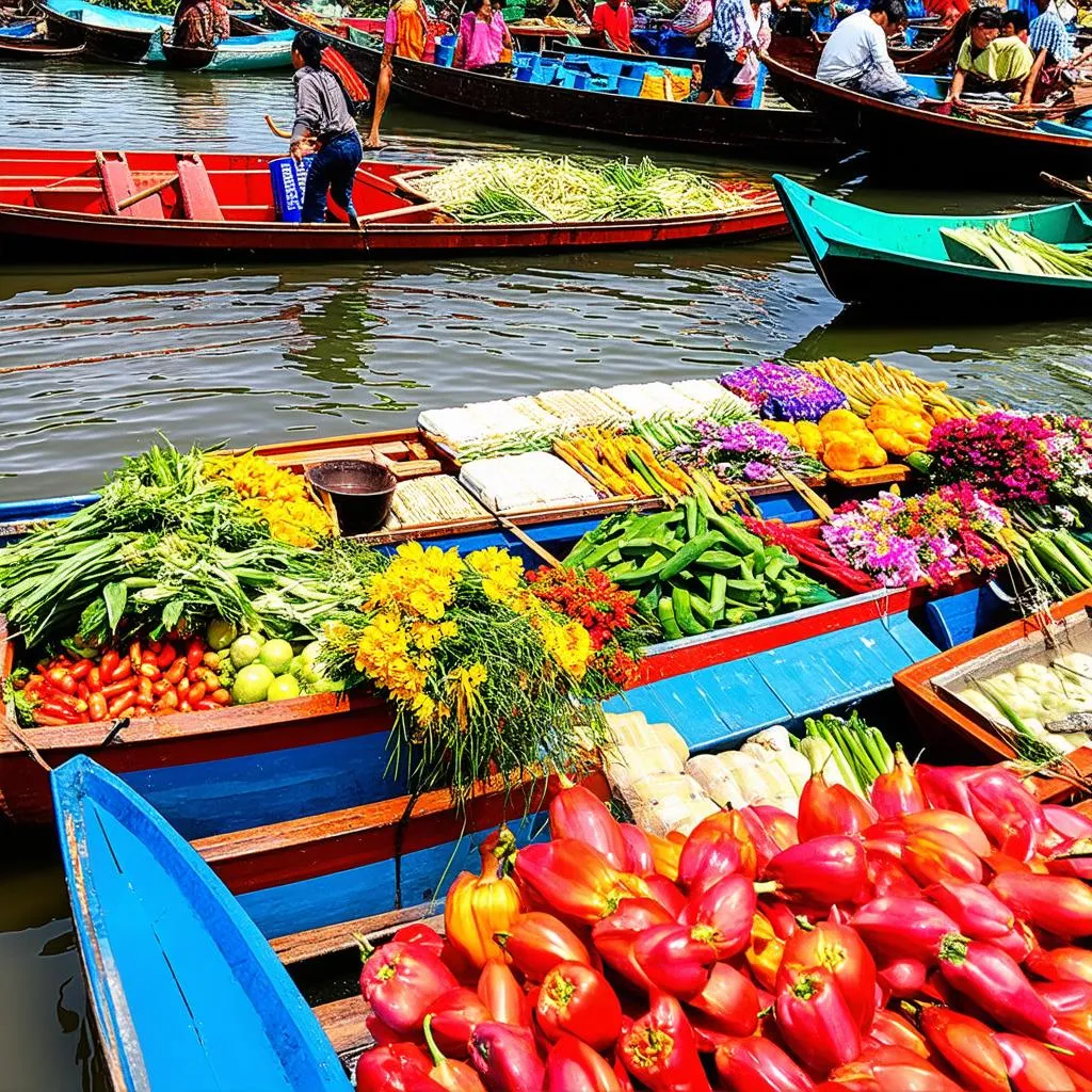 Floating Market in Tra Vinh