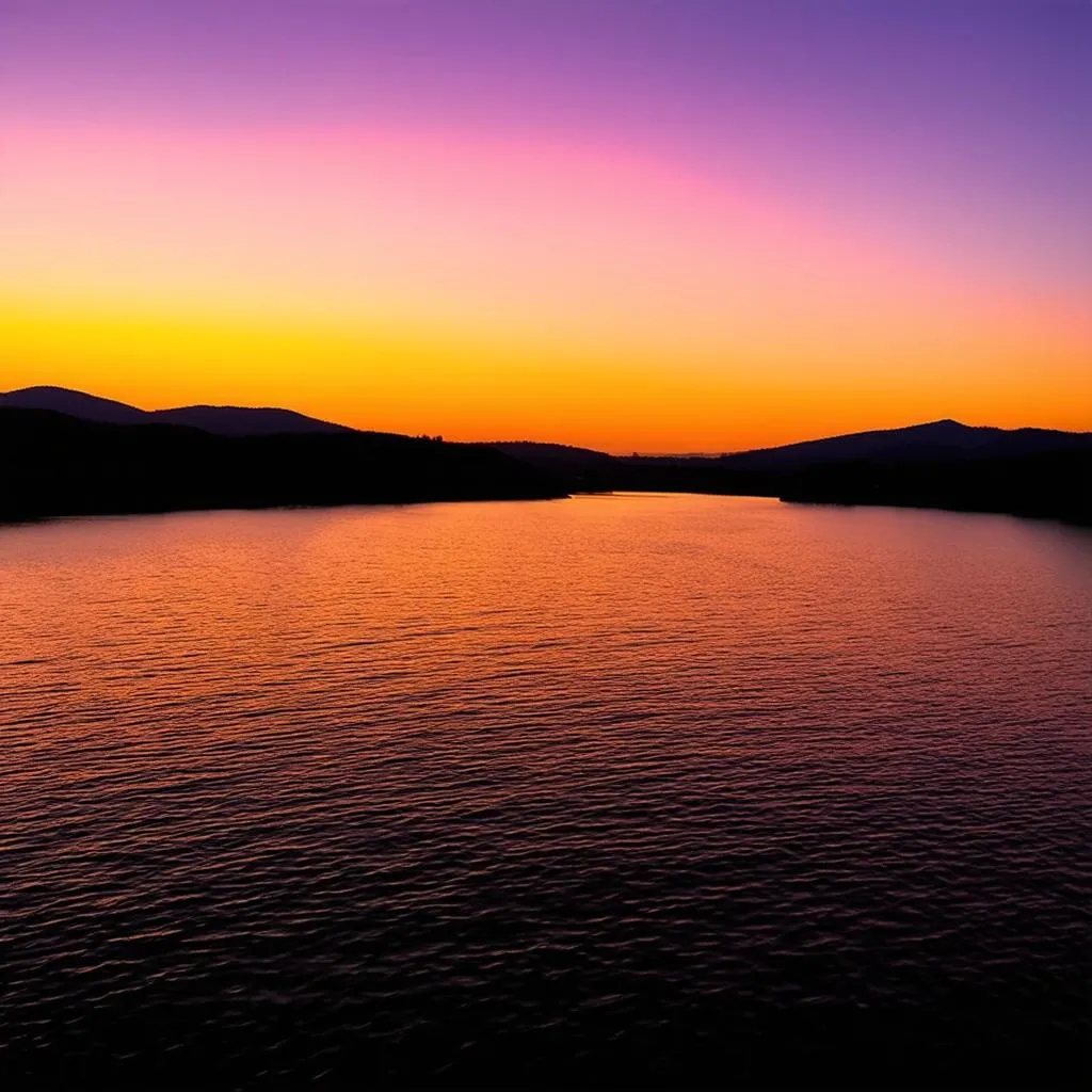 Sunset over Tri An Lake