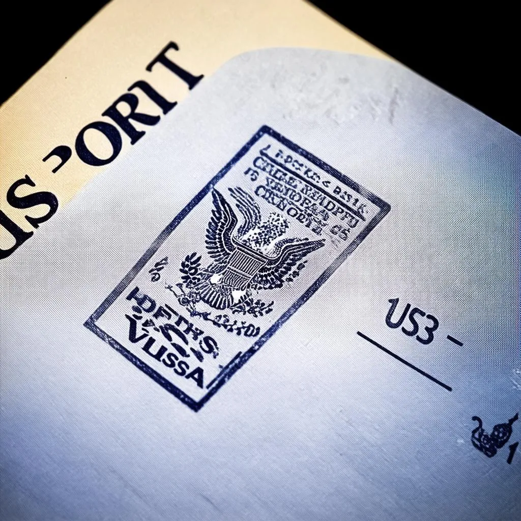 Passport with a US visa stamp