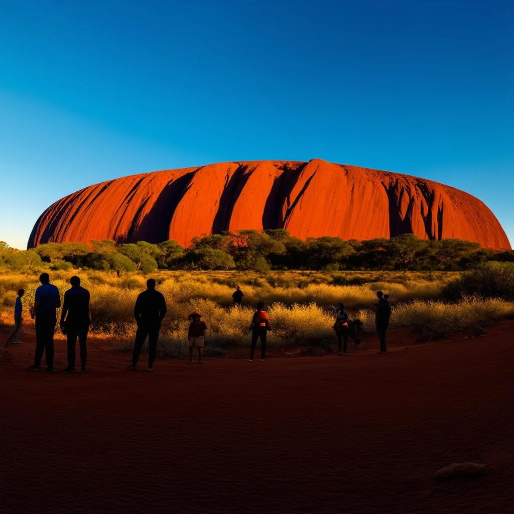 Sunrise over Uluru with Tourists