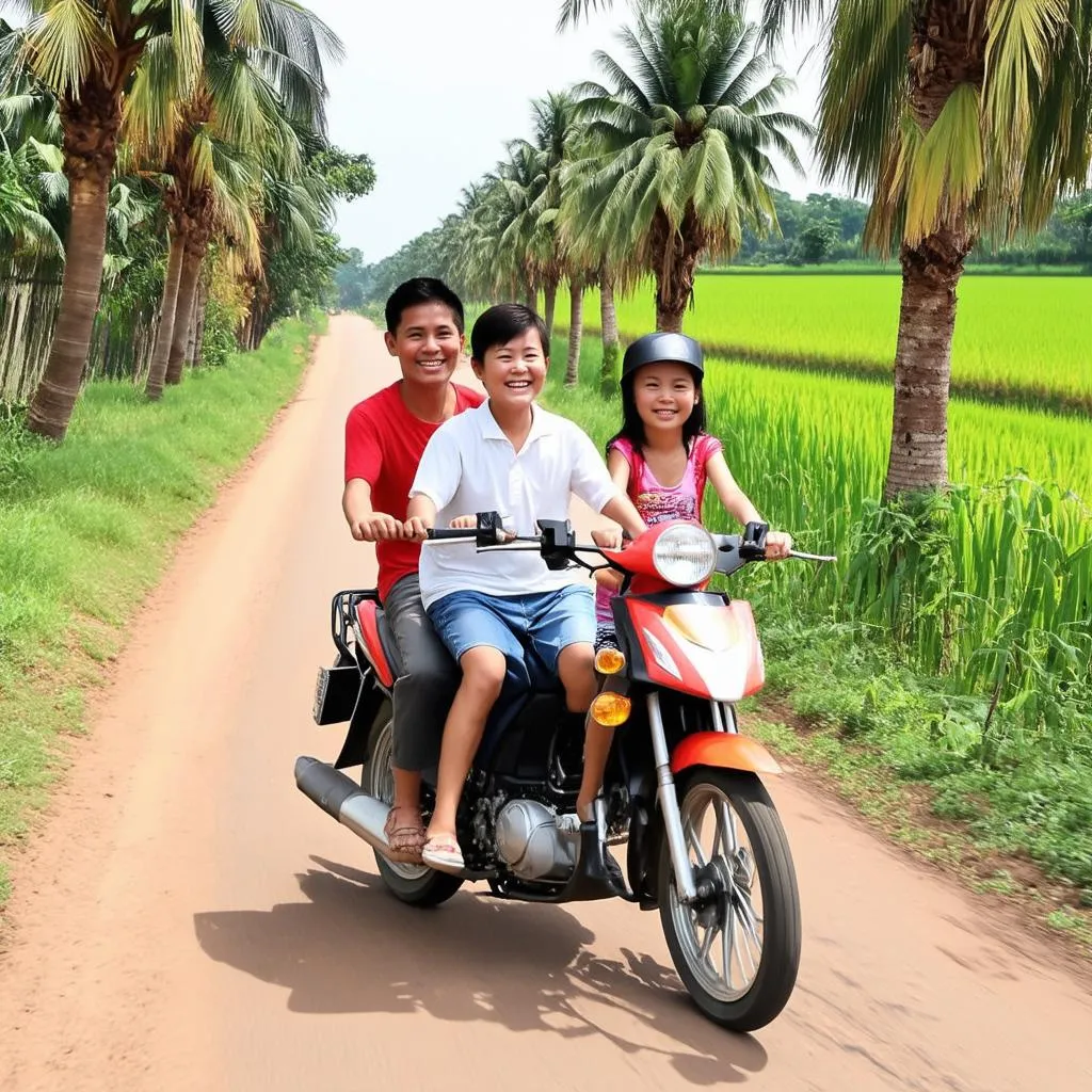 Family on motorbike