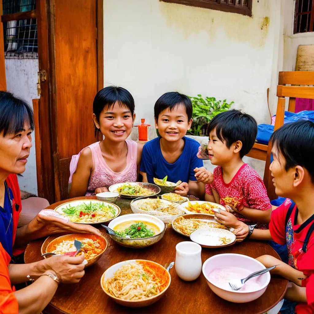 Family having dinner