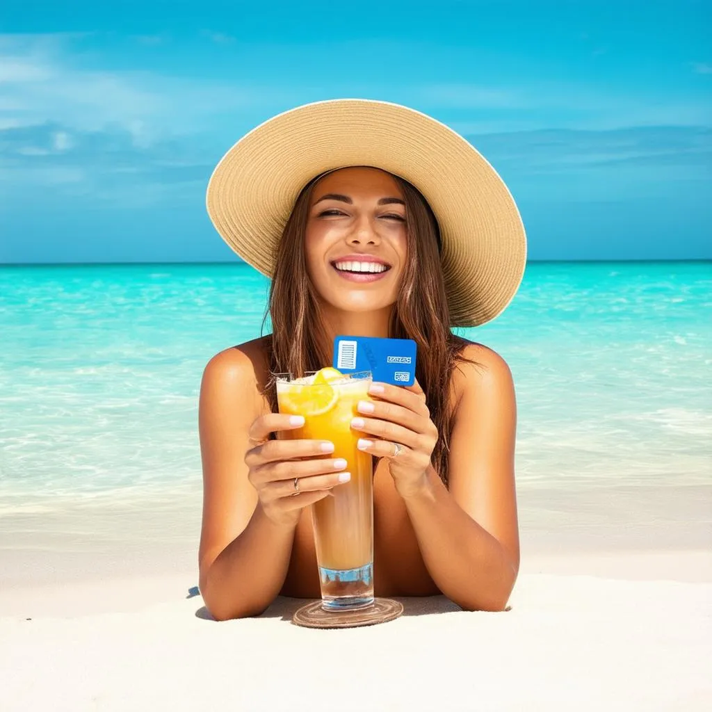 Woman Relaxing on a Beach