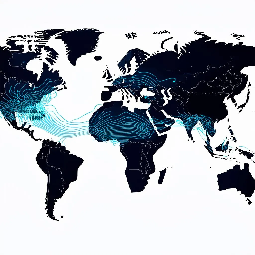 World Map with Sound Waves