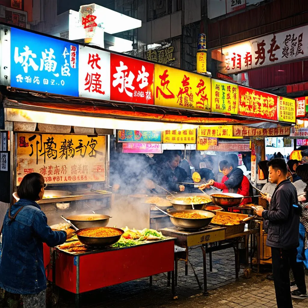 A bustling Wuhan Street Food Market