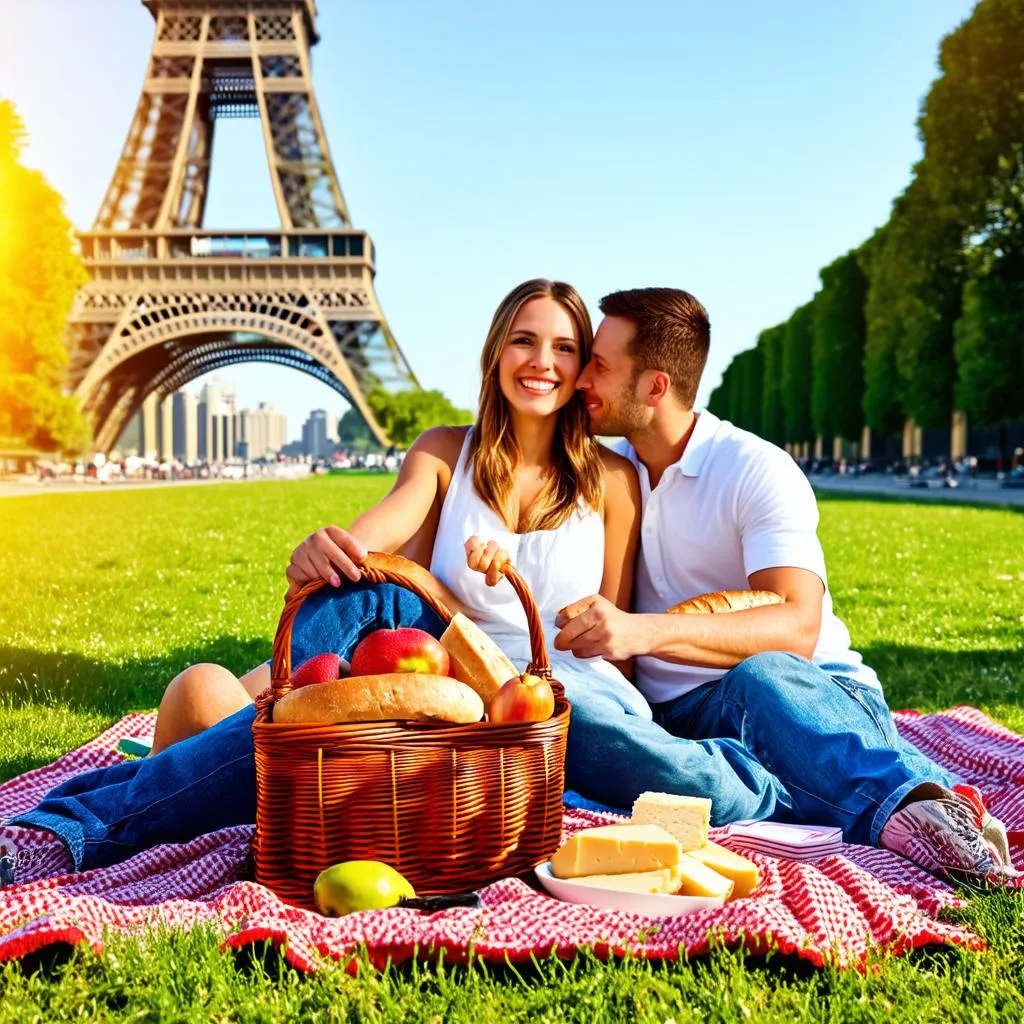 Couple enjoys a picnic