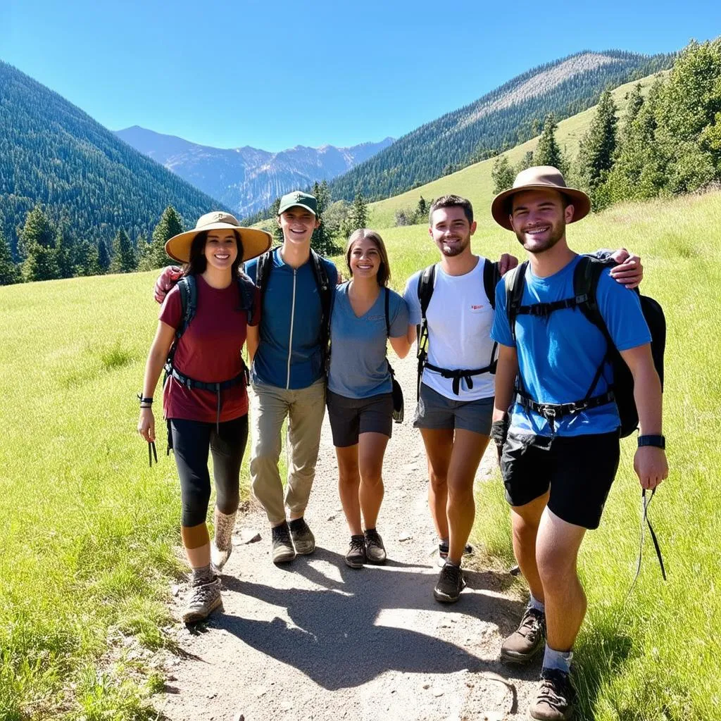 friends, hiking, mountains, hat