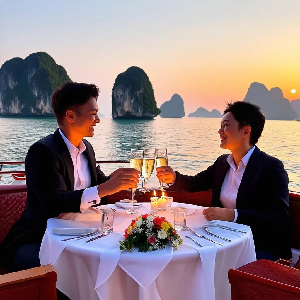 Couple Celebrating Anniversary with A-1 Travel &amp; Tours in Ha Long Bay, Vietnam 